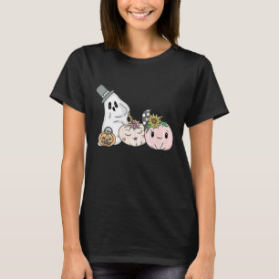 Pink Halloween Boo Ghosts and Pumpkins T-Shirt