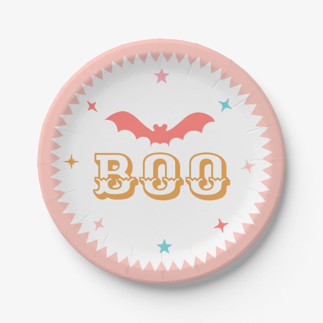 Pink Halloween, Boo! Paper Plate (Front)
