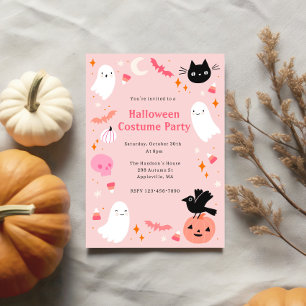 Pink Halloween Costume Party Invitation
