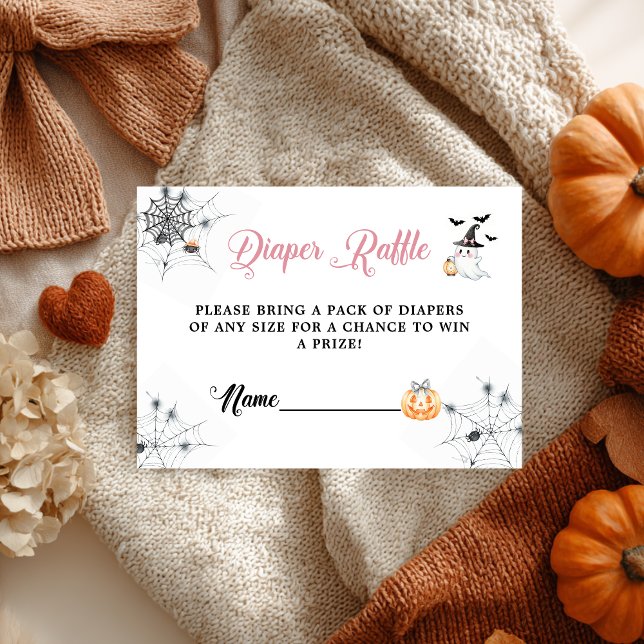 Pink Halloween Ghost Diaper Raffle Enclosure Card (Creator Uploaded)