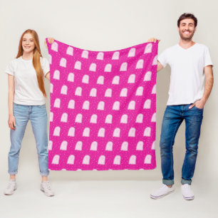 Pink Halloween Ghosts and Polka Dots  Fleece Blanket