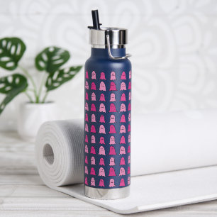 Pink Halloween Ghosts Water Bottle