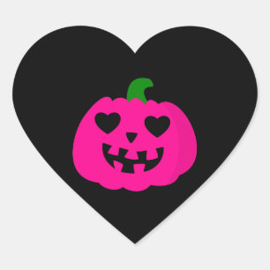 pink halloween heart pumpkin jack-o-lantern sticker