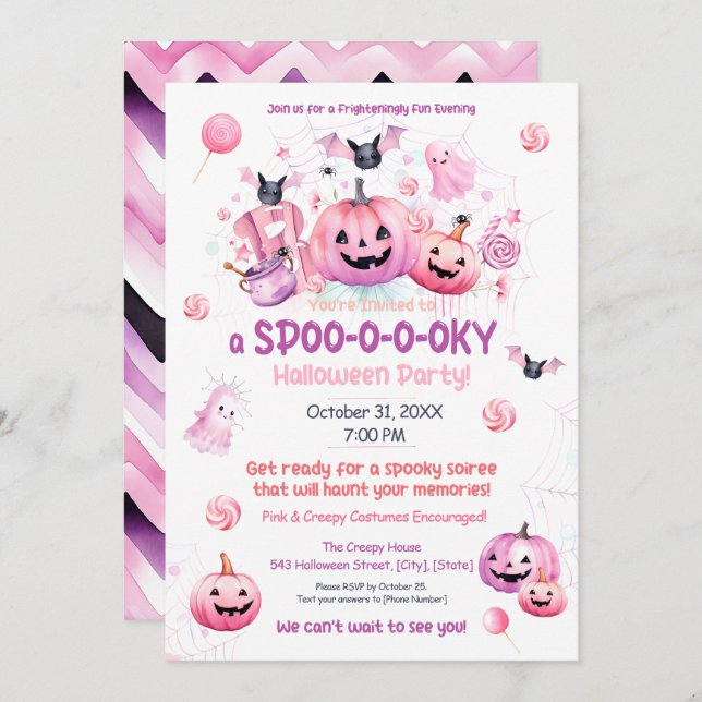 Pink Halloween Invitation (Front/Back)