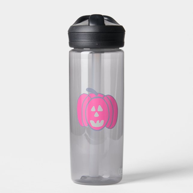 Pink Halloween Jack-o-lantern  Water Bottle (Front)