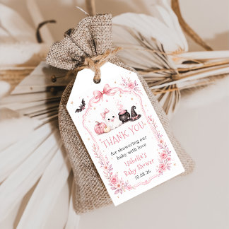 Pink Halloween Little Boo Baby Shower Gift Tag