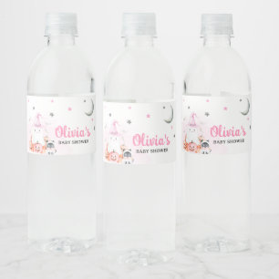 Pink Halloween Little Boo Baby Shower Water Bottle Label