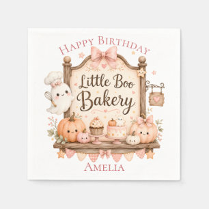 Pink Halloween Little Boo Bakery Birthday Napkin