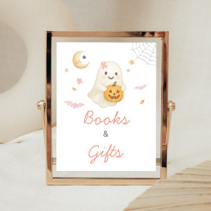 Pink Halloween Little Boo Books and Gifts Sign