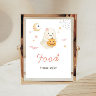 Pink Halloween Little Boo Food Sign