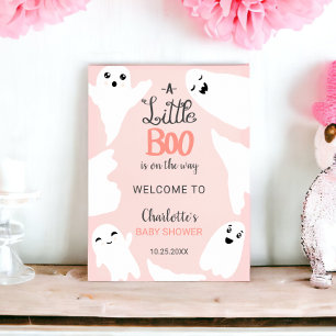 Pink Halloween little boo ghosts baby shower Poster