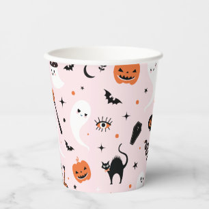 Pink Halloween Paper Cups
