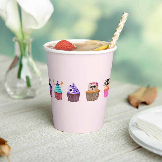 Pink Halloween Paper Cups Size: 8oz , Lid: None (Insitu)