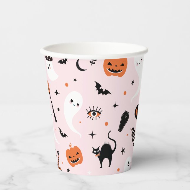 Pink Halloween Party Paper Cups (Front)