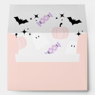 Pink Halloween Pumpkin Ghost Return Address Envelope