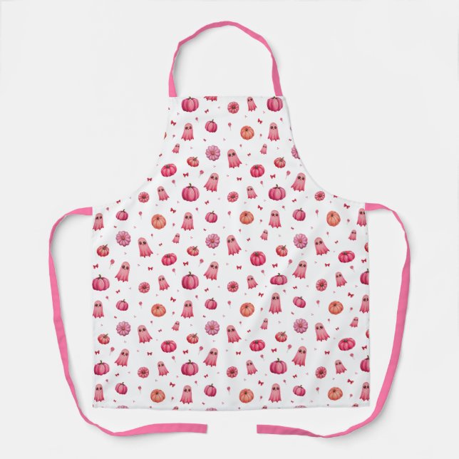 Pink Halloween Pumpkins Apron (Front)