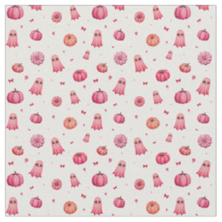Pink Halloween Pumpkins Fabric