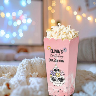 Pink Halloween Skulls Popcorn Favour Box