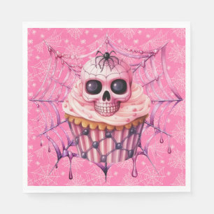 Pink Halloween Spider Webs  Napkin