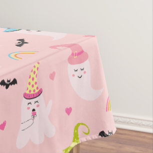 Pink Halloween Spooky Cute Ghost Tablecloth