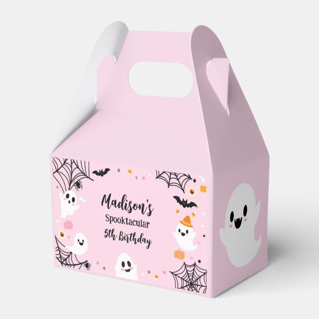 Pink Halloween Spooky Ghost Favor Box (Front Side)