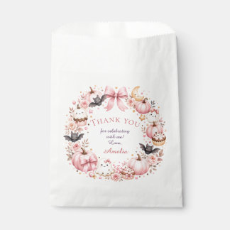 Pink Halloween Thank You Favour Bags Pumpkin