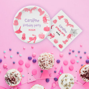 Pink Halloween-themed birthday party Paper Plate