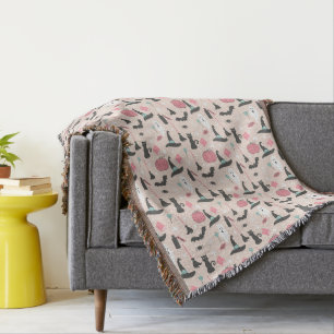 Pink Halloween Throw Blanket