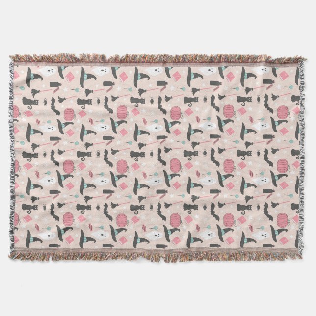 Pink Halloween Throw Blanket (Front)