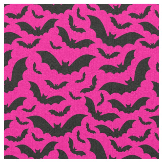 pink halloween vampire bats gothic fabric (Close Up)