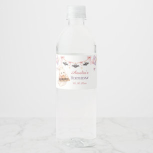 Pink Halloween Water Bottle Label Little Boo