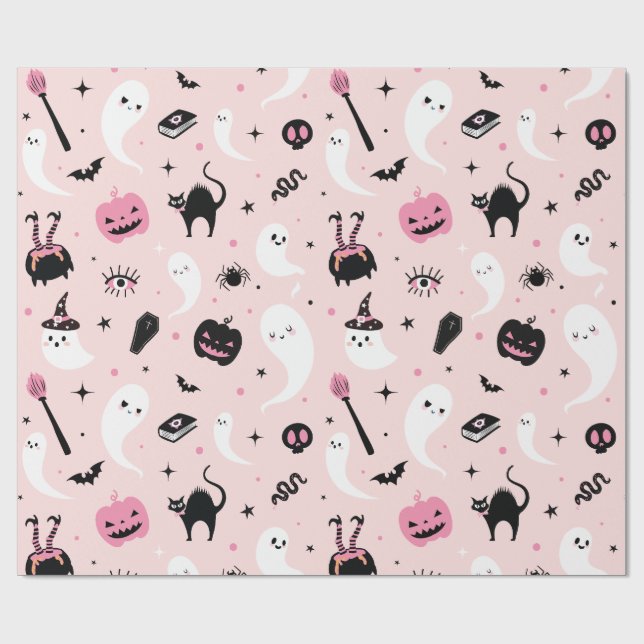 Pink Halloween  Wrapping Paper (Flat)