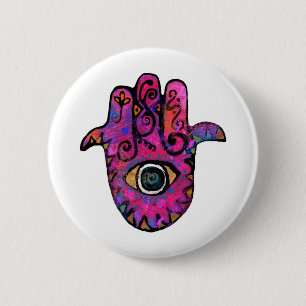 **PINK HAMSA** 2 INCH ROUND BUTTON
