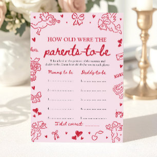 Pink Hand Drawn Baby Shower How Old Were They Invitation