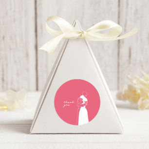 PINK Hand Drawn Couple Wedding STICKER