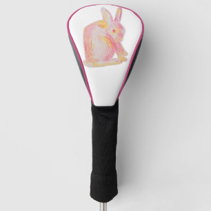 Pink Hand-drawn Cute Bunny Golf Head Cover