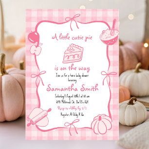 Pink Hand Drawn Cutie Pie Baby Shower Invitation