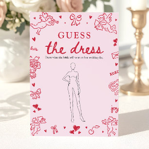 Pink Hand Drawn Guess The Dress Bridal Shower Game Invitation