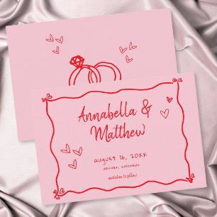 Pink Hand Drawn Heart Whimsical Modern Wedding  Save The Date