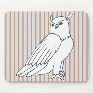 Pink Hand-drawn Owl Mouse Pad