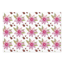 Pink hand drawn Spring Flower Ladybugs