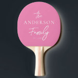 Pink Hand Written Family Name Ping Pong Paddle<br><div class="desc">Pink Hand Written Family Name Ping Pong Paddle carries a deeply personal, refined elegance where identity and sentiment meet in graceful harmony. The soft pink tone evokes warmth, tenderness, and inviting charm, while the handwritten family name adds authenticity, intimacy, and a quiet sense of belonging. Its simple yet expressive design...</div>