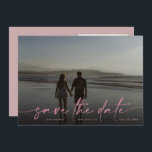 Pink Hand written Modern Photo Blush Dusty Save The Date<br><div class="desc">Beautiful calligraphy lettering in pink to overlay your photo save the date card. This is beautiful typography on a full bleed one card photo with white lettering. It includes a light gradient overlay if your photo needs it behind the text. You can keep or delete the soft gradient if you...</div>