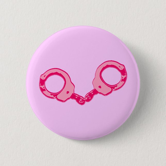 Pink Handcuffs 2 Inch Round Button (Front)