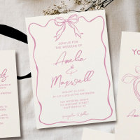 Pink Handdrawn Coquette Trendy Romantic Wedding