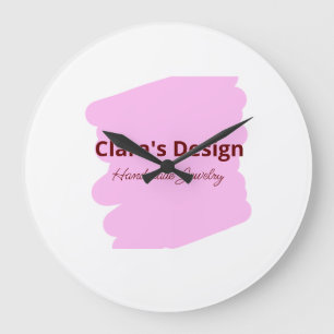 Pink handmade jewellery add name text girly busine large clock