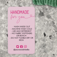 Pink Handmade Wash Instructions Social Media