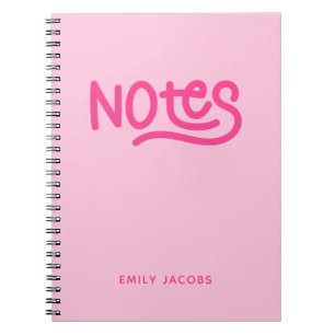 Pink Handwriting Notes Typography Notebook