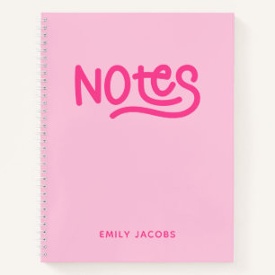Pink Handwriting Notes Typography Notebook