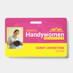 Pink Handywomen Business Metal Clip Badge